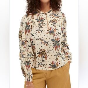Scotch & Soda floral ruffle sleeve top size M